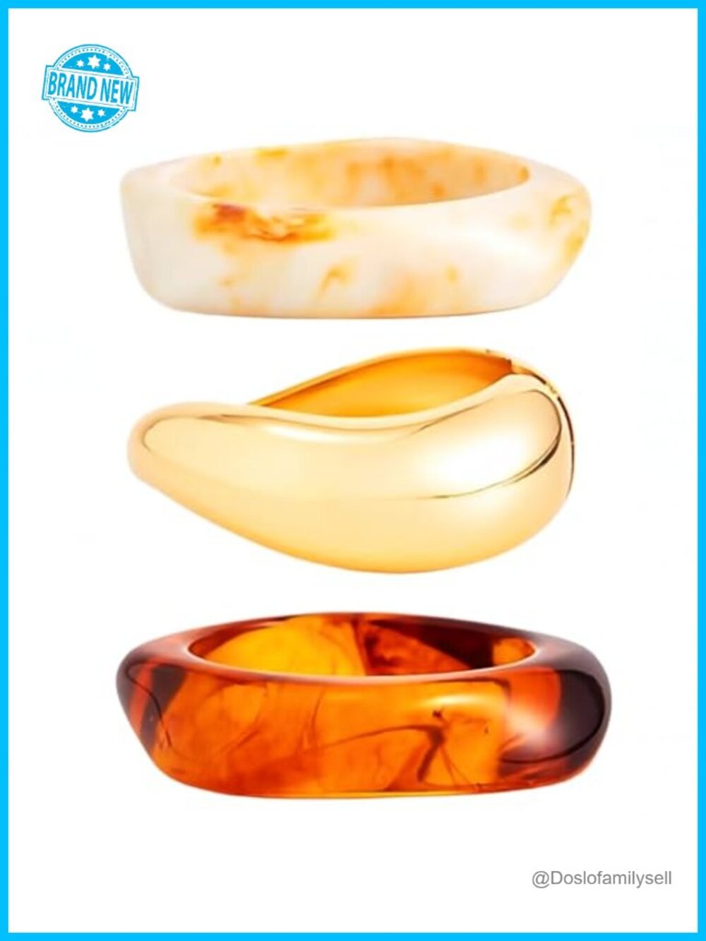 Chunky Acrylic Bangle Bracelet Set Stackable Cuff Jewelry Gift 3-Pack